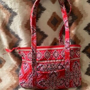 Vera Bradley Purse Frankly Scarlet Pattern Paisley Shoulder Bag Multi Pocket